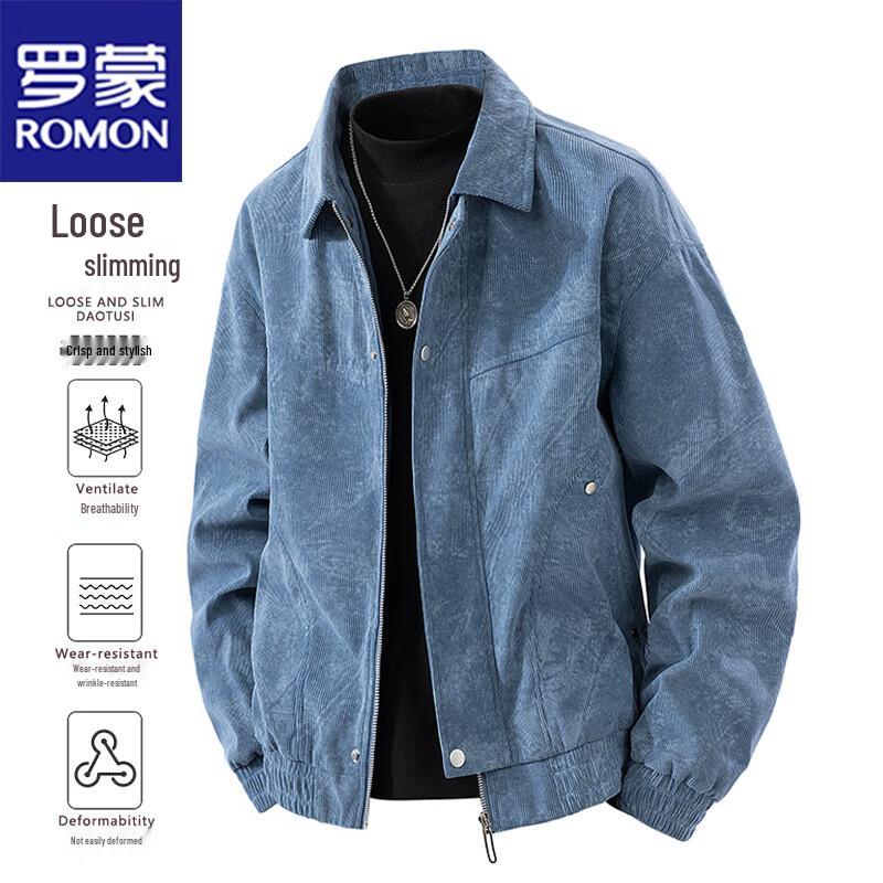 

ROMON Men s Classic Lapel Casual Jacket 7XL