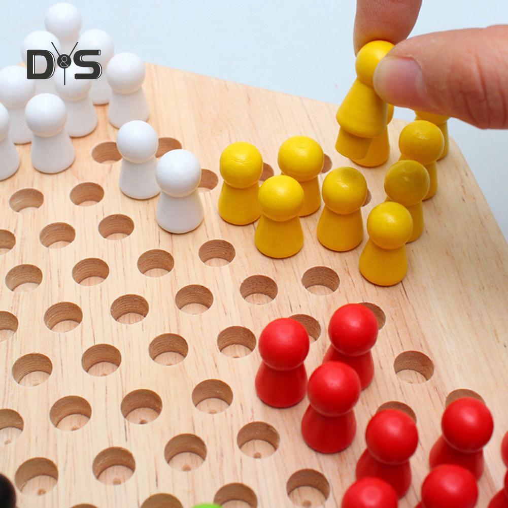 Wood Chinese Checkers Jumping Chess Board Game Children Kids Developmental Toy