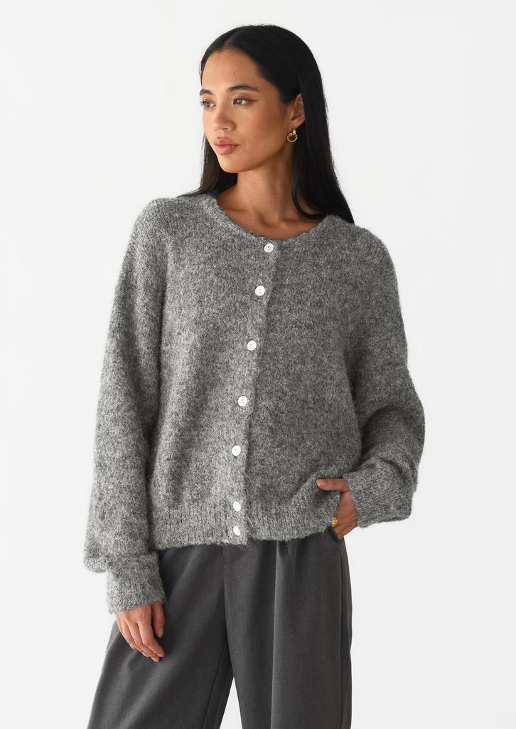 European and American hot-selling white with soft knitted cardigan women's retro buckle gray wool sweater jacket ins wind