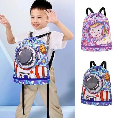 Kids Swim Beach Bag Drawstring Backpack With Shoe Compartment Cartoon Pool Bag For For Wet Swimming Sport Travel Boys Girls