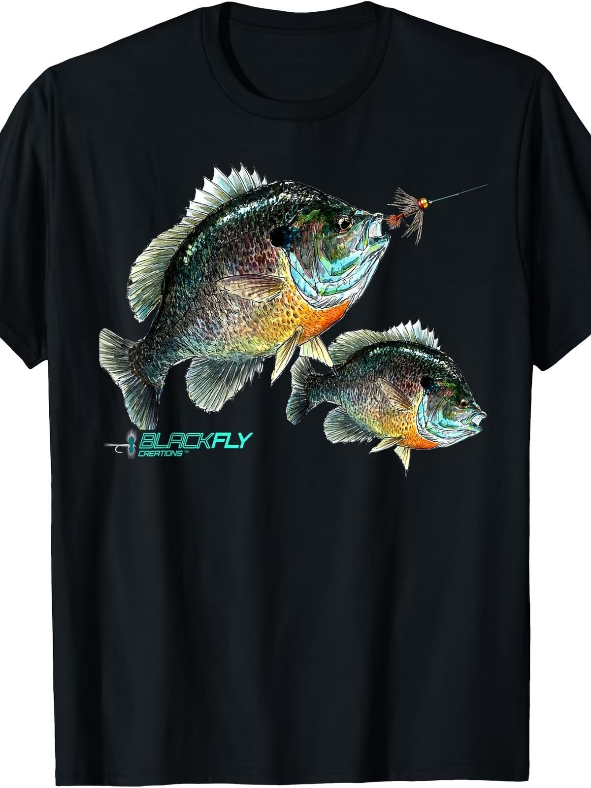 [Fishing Shirts T-Shirt] Black Fly Bluegill Fishing Shirts Panfish Jigs T-Shirt L