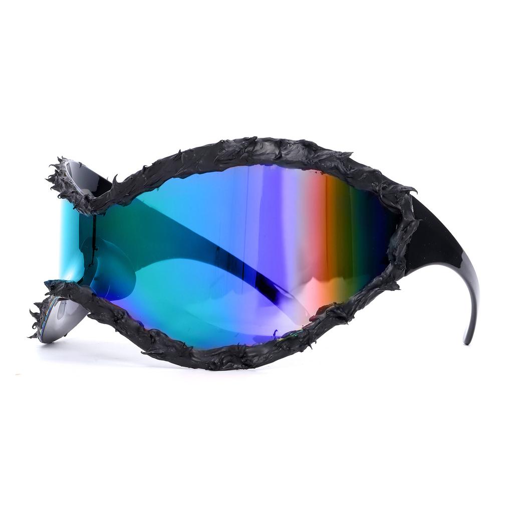YK futuristic fashion big frame sunglasses personalized punk sports goggles festival party Epoxy sunglasses YK