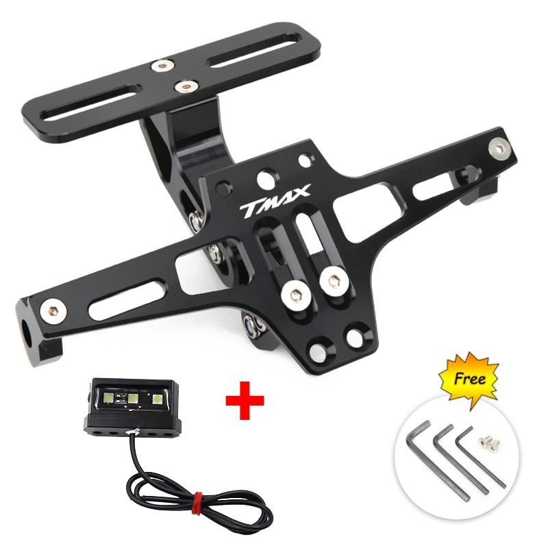 For YAMAHA T-Max 500 TMAX 500 TMax 530 Motorcycle Adjustable Rear Tail Tidy License Plate Holder Bracket LED Light