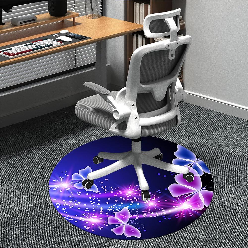 

1pc Butterfly Night Light Carpet for Office Non-Slip, Round Carpet, Soft & Comfortable, Carpet for Office, Round Floor Mat yy251225113 80cm by 80cm