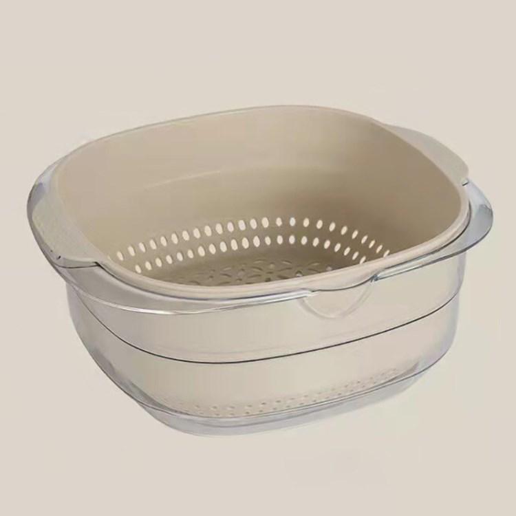 

Kitchen Double Layer Kitchen Vegetable Fruit Colander Set Plastic Drain Basket with Bowl (No FDA Certification,BPA Free) Green