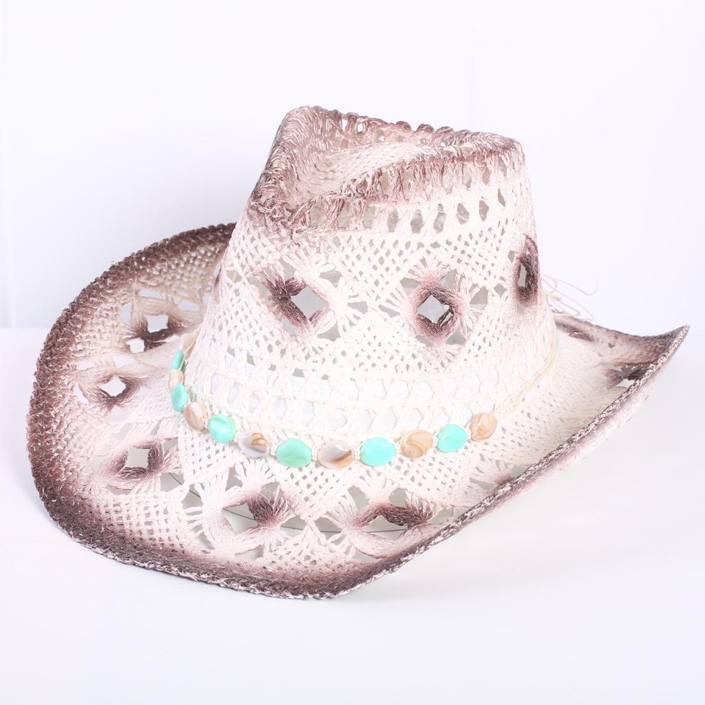 Popular sombrero de vaquero occidental hueco clásico europeo y americano, moda para hombre y mujer, sombrero de paja transpirable para vacaciones, protección solar