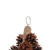 Birds Bite Toy Wooden Pine Cone Hanging Parrots Beak Grinding Toy with Metal Hook for Cage