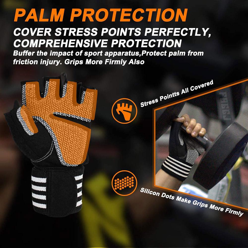 Trainingshandschuhe für Männer und Frauen, Trainingshandschuhe zum Gewichtheben, Handgelenkbandagen, Unterstützung im Fitnessstudio, fingerloser Griff, rechts für Hanteln, Radfahren