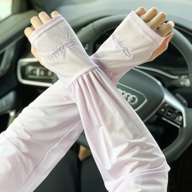 Women’s Ice Silk UV Protection Arm Sleeves, Lightweight Breathable Cooling Sun Sleeves, Thin Summer Outdoor Arm Covers for Driving, Cycling