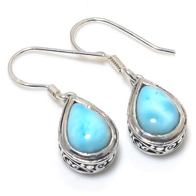 Natural Republic Larimar Gemstone 925 Solid Sterling Silver Gift Earring 1" F6S82