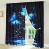 2pcs Dreamy Blue Butterfly Playing In The Water Curtains   Shade and Privacy Protection   Suitable for Decorating Various Rooms