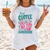 Summer New Fashion T-Shirts Coffee Graphic Women's T-Shirt Sunshine Beach Graphic Clothing Cute Drink Aesthetic Women Tee Tops