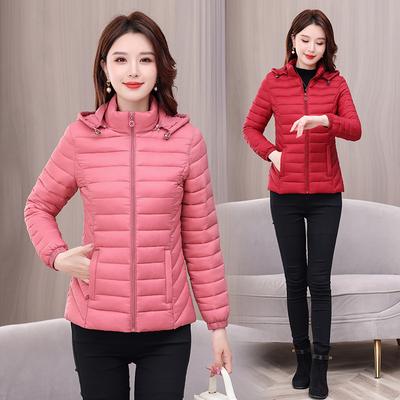 Cotton-padded Female Slim-fitting Short Take-off Hat, Small Padded Jacket, Light and Thin Large-size Down Padded Jacket In Autumn and Winter