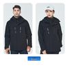 Unisex 2023 Autumn/Winter Outdoor Windbreaker, Three-in-One Detachable Design, Windproof, Waterproof, Taped Seams.