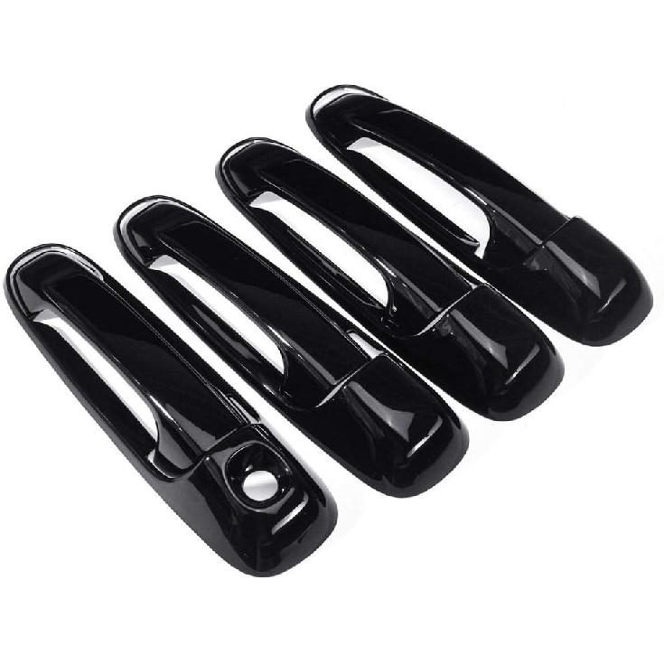 8Pcs Set Plastic 4 Door Handle Covers Fit for Dodge Ram 1500 2500 3500 4500 5500 2002 2003 2004 2005 2006 2007 2008-Gloss-Black