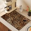1 szt. Gumowa mata susząca z wzorem panterki do kawiarni, restauracji, kuchni, dywan, podkładka na stół, trwała mata stołowa z ziemi okrzemkowej, mata dla zwierząt, akcesoria do kawy