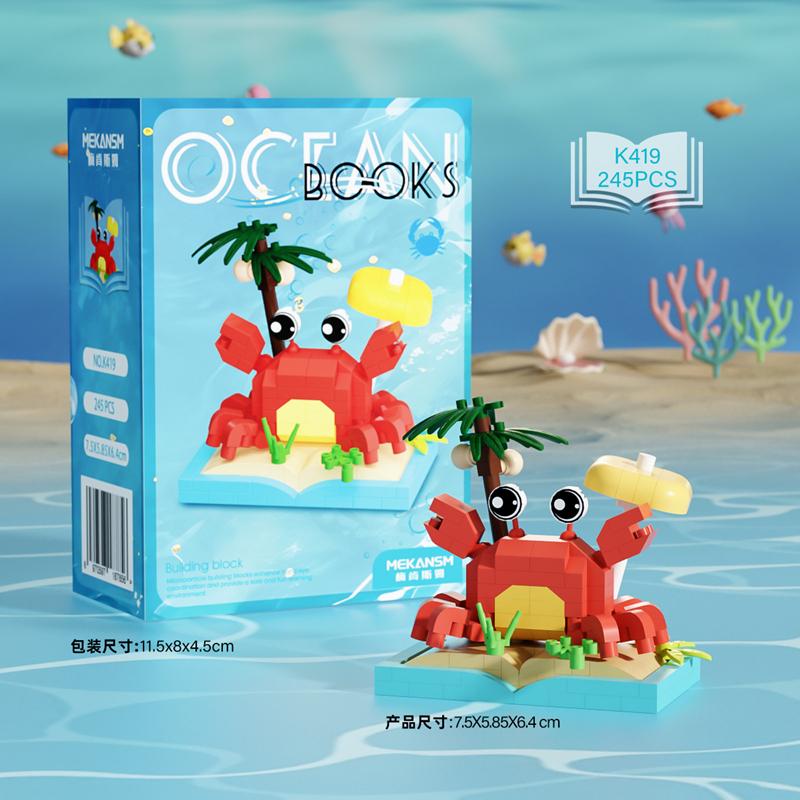 Ocean World Children's Building Blocks Creative Killer Whale Crab Assembly Educational Toy Gift Desktop Ornaments