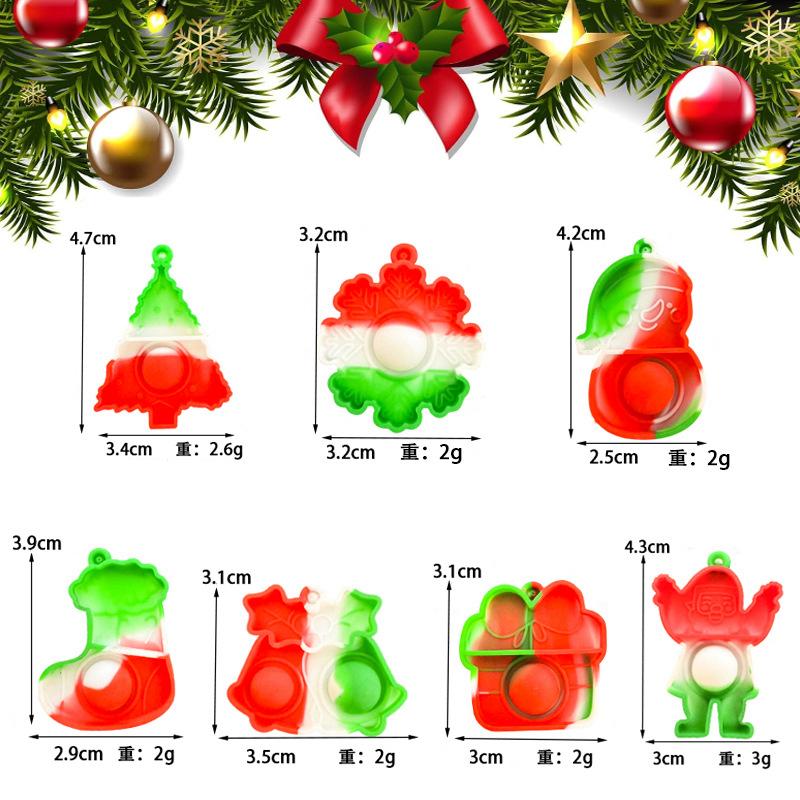 10-30Pcs Christmas Mini Pop Keychains Xmas Tree Hanging Ornaments Christmas Home Decoration New Year Party Kids Gift Fidget Toys