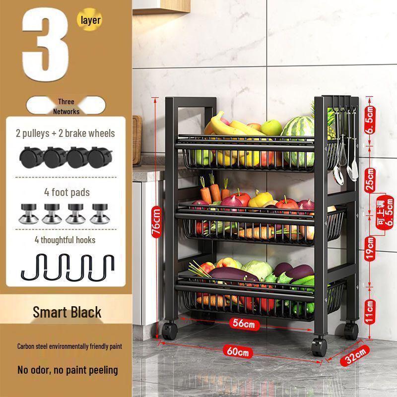 Stainless Steel Multi-Layer Kitchen Trolley for Fruits & Vegetables