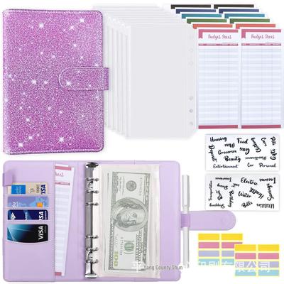 A6 Macaron Leather Budget Planner Zipper Binder Notebook