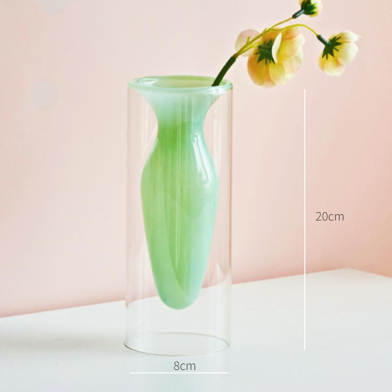 Glass Vase Art Decorations Flower Plant Container Vase Home Decor Accessories Desktop Crafts Terrarium Living Room decoration