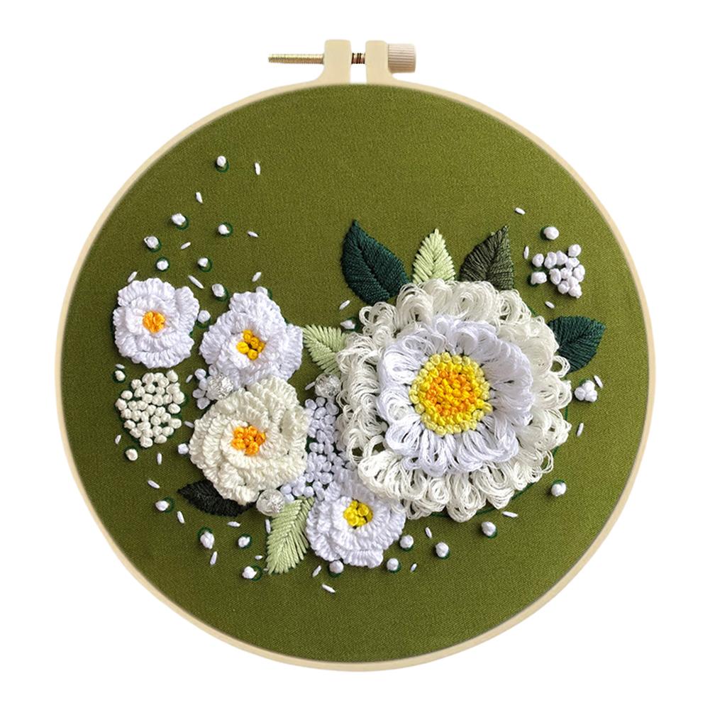 Seturi de broderie cu punct de cruce Ștampilat cu flori cu fir de culoare din pânză de cerc