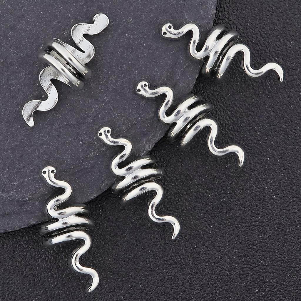 15 pieces of zinc alloy snake shaped spacer beads, large hole decorative beads, unique style, very suitable for DIY jewelry prod