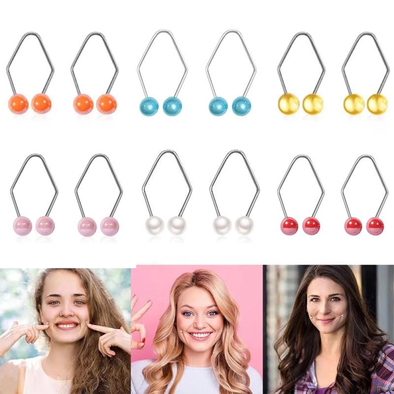 1 Pair Alloy Dimple Maker For Cheeks Pearl Facial Dimple Make Tool Training