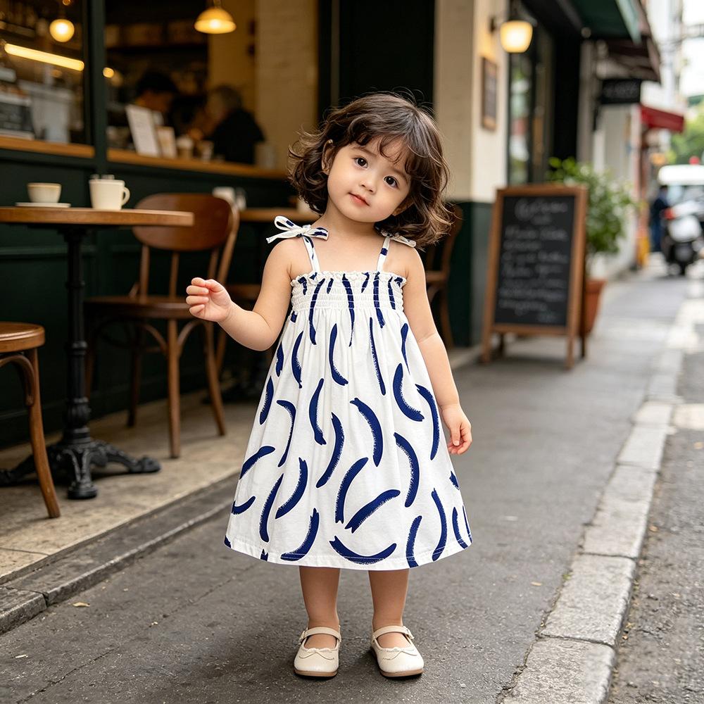Girls Summer Strap Dress Floral Beach Princess Kids Dress