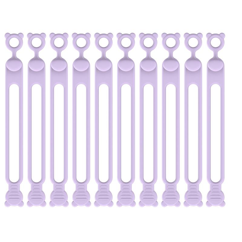 10pcs Silicone Cable Ties Self-Locking Cable Holder Colorful Flexible Cable Winder Wire Organizer For TV Charging Cable Storage
