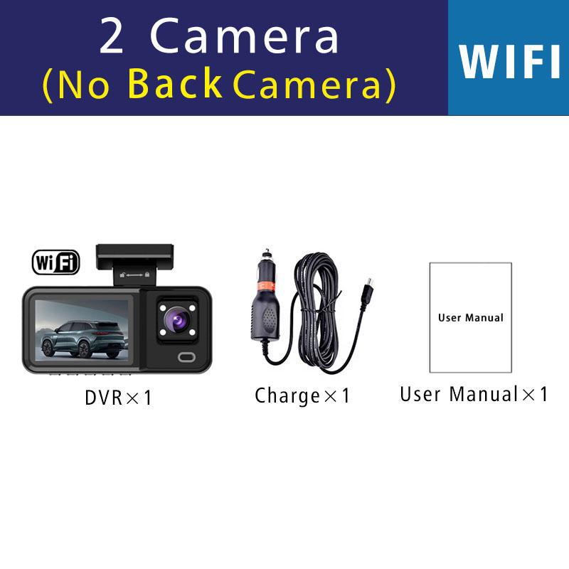 

Wifi 3 Channel Camera Mini Car Dvr Dash Cam HD1080P Dash Camera Dual Len Dashcam Video Recorder Black Box 24H Parking Monitoring None