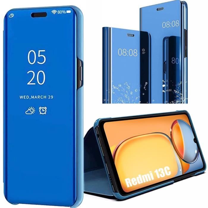 Hülle für Xiaomi Redmi 13C - E.F.CONNECTION - Clear View Schutz - Stoßfest - Blau - Integrierter Ständer