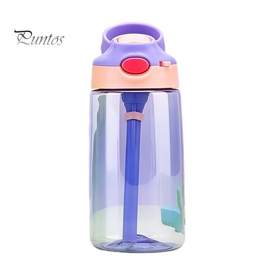 Leak Proof Training Cup for Kids Cartoon Sippy Cup, 470ml Water Bottle with Straw Adjustable Strap, Pop Up Portable Crossbody Drink Container Lid Flip