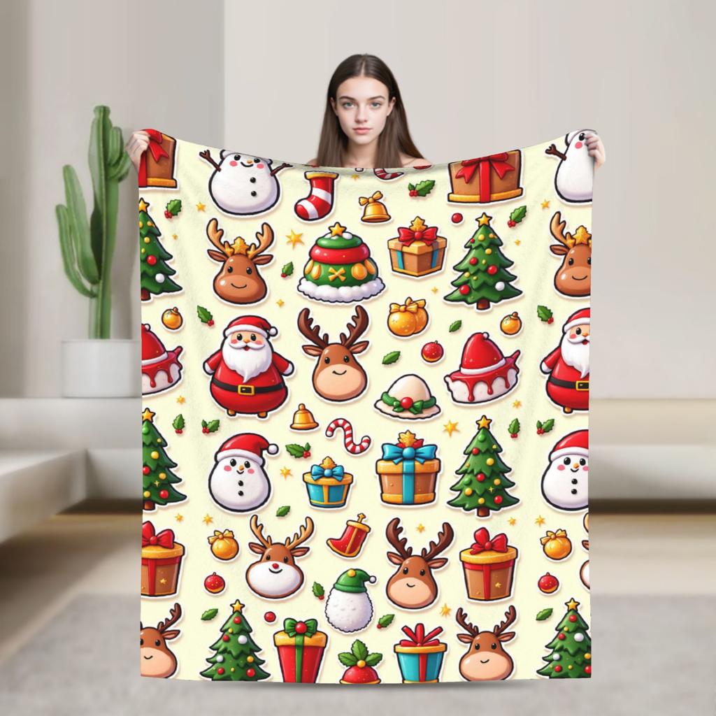 Christmas Santa Claus Super Warm Blanket  Child Plush Bedding Throws Comfortable Home Decor Flannel Bedspread Sofa Bed Cover