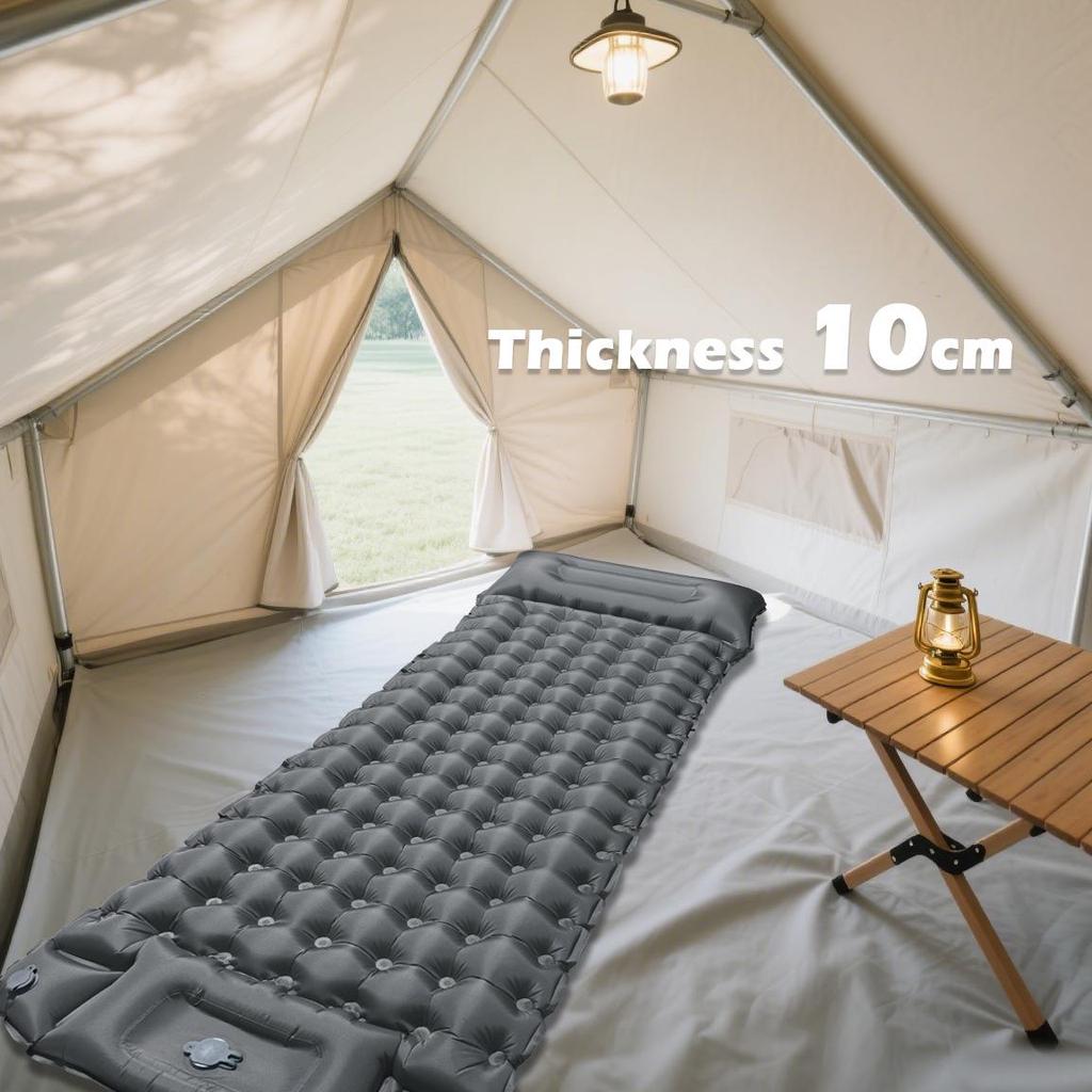 10cm Outdoor Inflatable Camping Mattress, Portable Moisture-Proof Air Cushion Pad