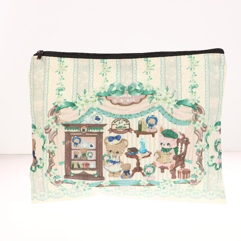 Cute Little Bear Cosmetic Bag Cartoon Canvas Makeup Bag Large Capacity Travel Toiletry Bag Clutch Bag For Girl Gifts