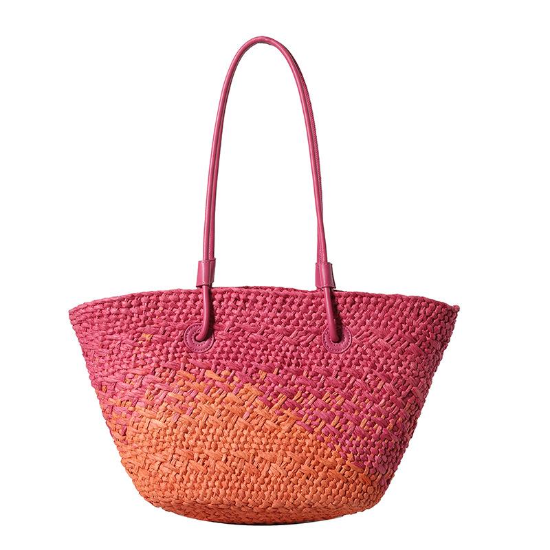 Casual Rattan Large Capacity Tote Designer Wicker Woven Women Handbags Summer Beach Bali Straw Bag Lady Travel Big Basket Purse