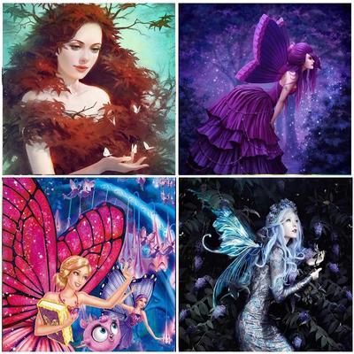 Las Butterfly Elf Girl 5D Diament Malarstwo Prezent Pełny Okrągły Projekt Home Decor Haft Okrągły Wiertło Wyświetlacz Zwierząt Stitch