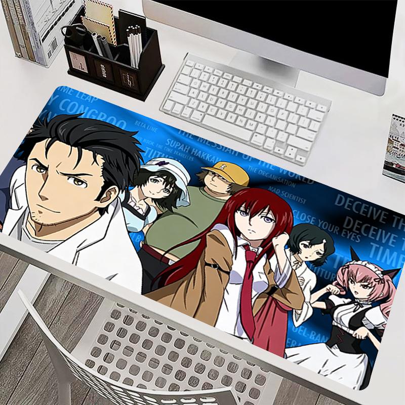 Black Mouse Pad Esports Gaming Accessories Large Keyboard Pad Gamer Nonslip Carpet Steins Gate Anime Desk Mat Notbook Mousepad