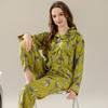 Spring and Autumn Women's High-Grade Ice Silk Pajamas Homewear Suit Women's Summer Cartoon Long-Sleeved Homewear Suit
