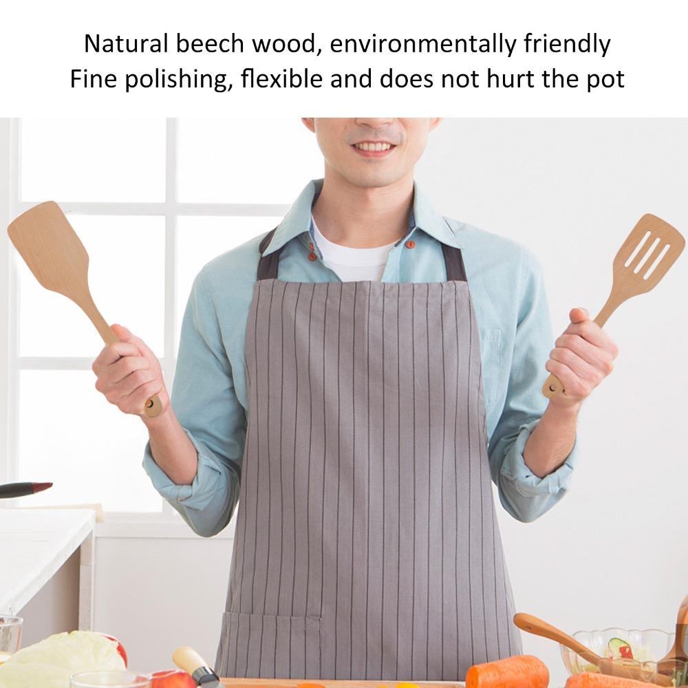 2PCS Large Size Wooden Spoons 12in Pancake Flipper Cooking Utensils Wooden Spatulas  Kitchen