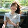 LACHAPELLE Cartoon Embroidered Polo Neck Knit T-Shirt