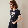 Bailuyu Love Heart Print Color-block Short Sleeve T-shirt
