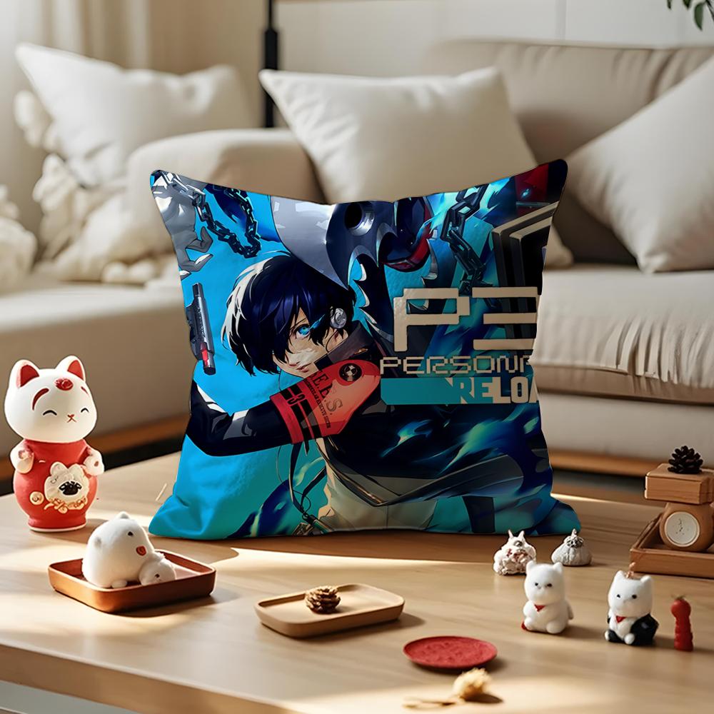 Game Cool P-Persona 3 Reload Cushion Cover Silky Short Plush With Invisible Zipper Dustproof Sofa Pillow Cover For Home Decor