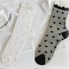 Lolita Invisible Socks Women Girls Summer Silk Lace Socks Crystal Silk Love Heart Ankle Socks Black White Transparent JK Sock