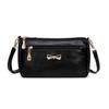 Mom Fashion Solid Color PU Leather Crossbody Shoulder Bag with Bow for Women - Small & Soft