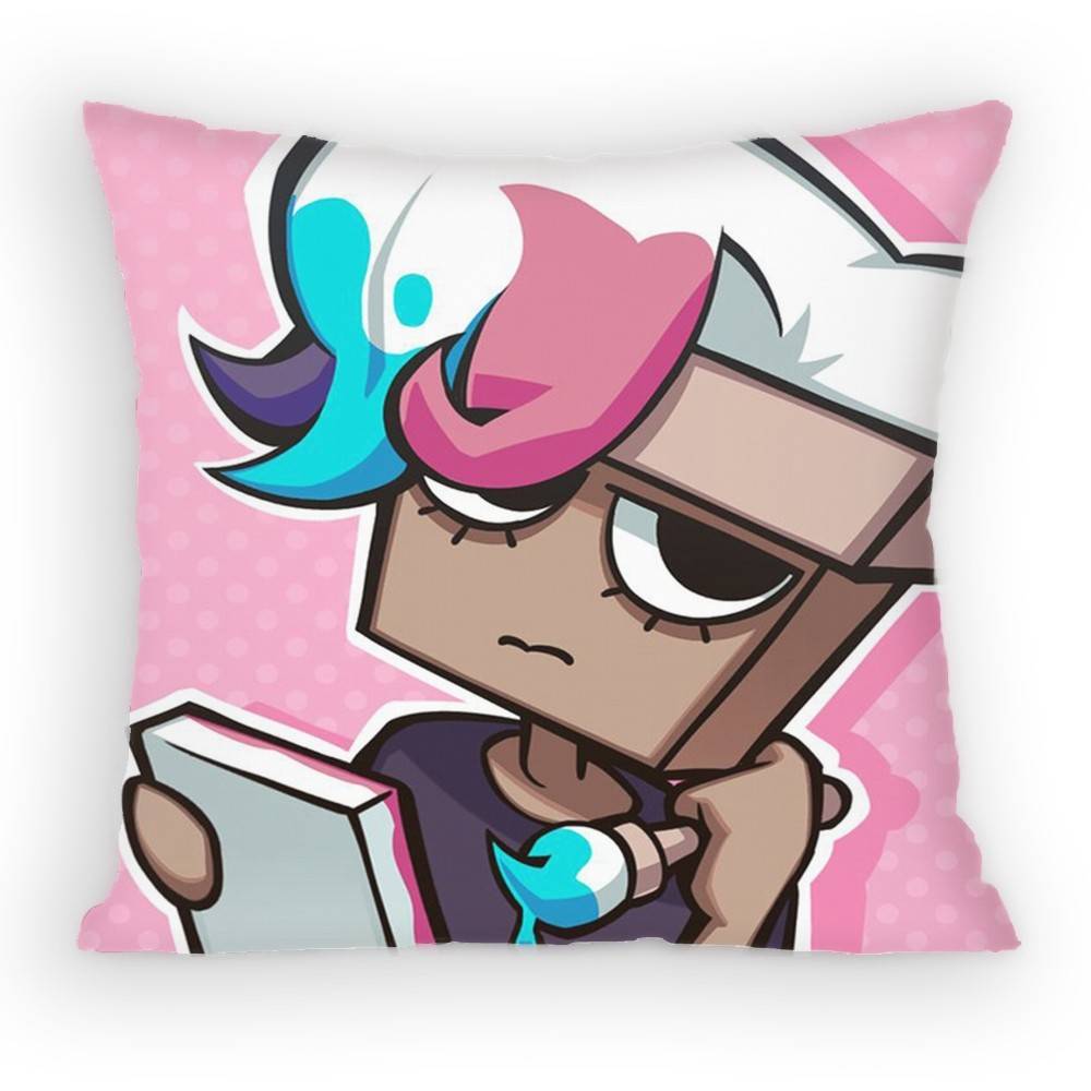 Horror Game Dandys World Pillow Case Antidustmite Pillowcase Invisible Zipper Silky Short Plush Sofa Cushion Cover