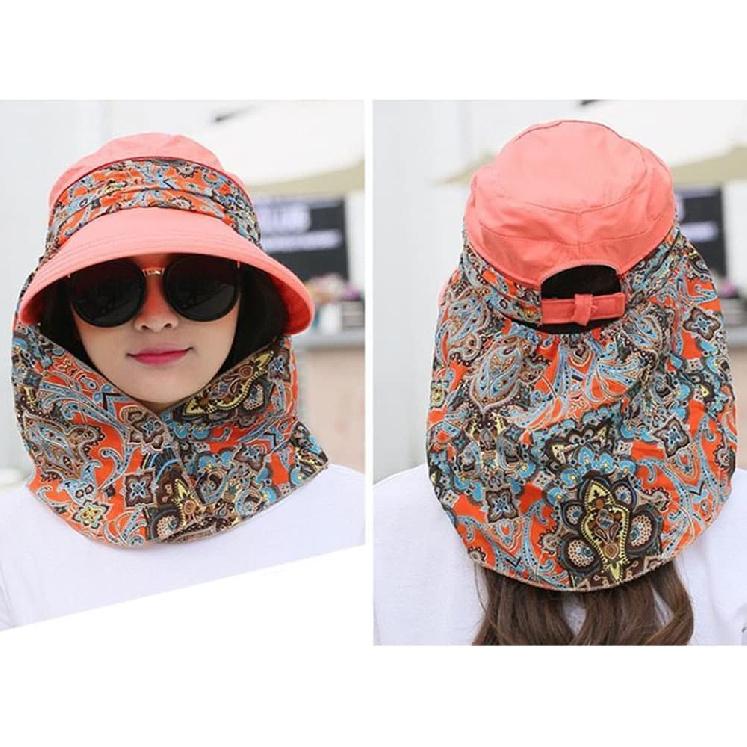 Women's Multifunctional UPF 50+ UV Sun Protection Waterproof Breathable Face Neck Flip Folding Sun Hat