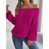 Fashion Off-the-shoulder Pullover Hollow Out Women Sweater Autumn Casual Knitted Tops Long Sleeve Loose Casual Solid Color One-word Collar Sweaters