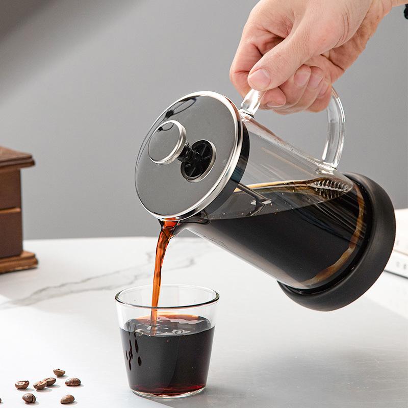 French Press Coffee Maker Classic Coffee Press Heat-Resistant Borosilicate Glass Coffee Pot Household Cold Brew Tea Pot